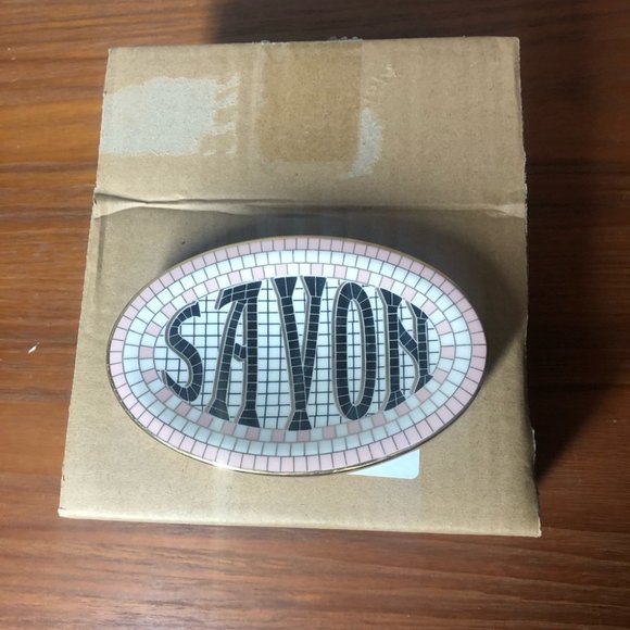 ANTHROPOLOGIE Savon Bistro Tile Margot Peach Cream Soap Dish NEW - Picture 8 of 8